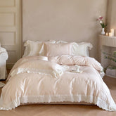 Isabelle Silky Cottage Ruffled Bedding Set - Pink